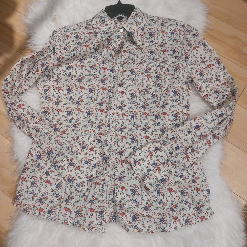 Vintage Miu Miu Floral Print Blouse in Red and Blue